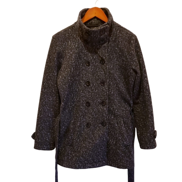 Ike Behar Double Breasted Womens Fleece Soft Belted Jacket Size Medium Gray - Picture 2 of 13